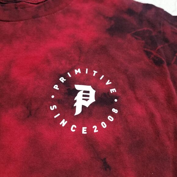 Primitive Skate Since 2008 Tie Dye Red Double Sided Graphic Shirt Small EUC - Picture 6 of 8